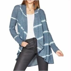 Knox Rose Blue White Tie Dye Open Front Long Line Cardigan Sweater XS oversized